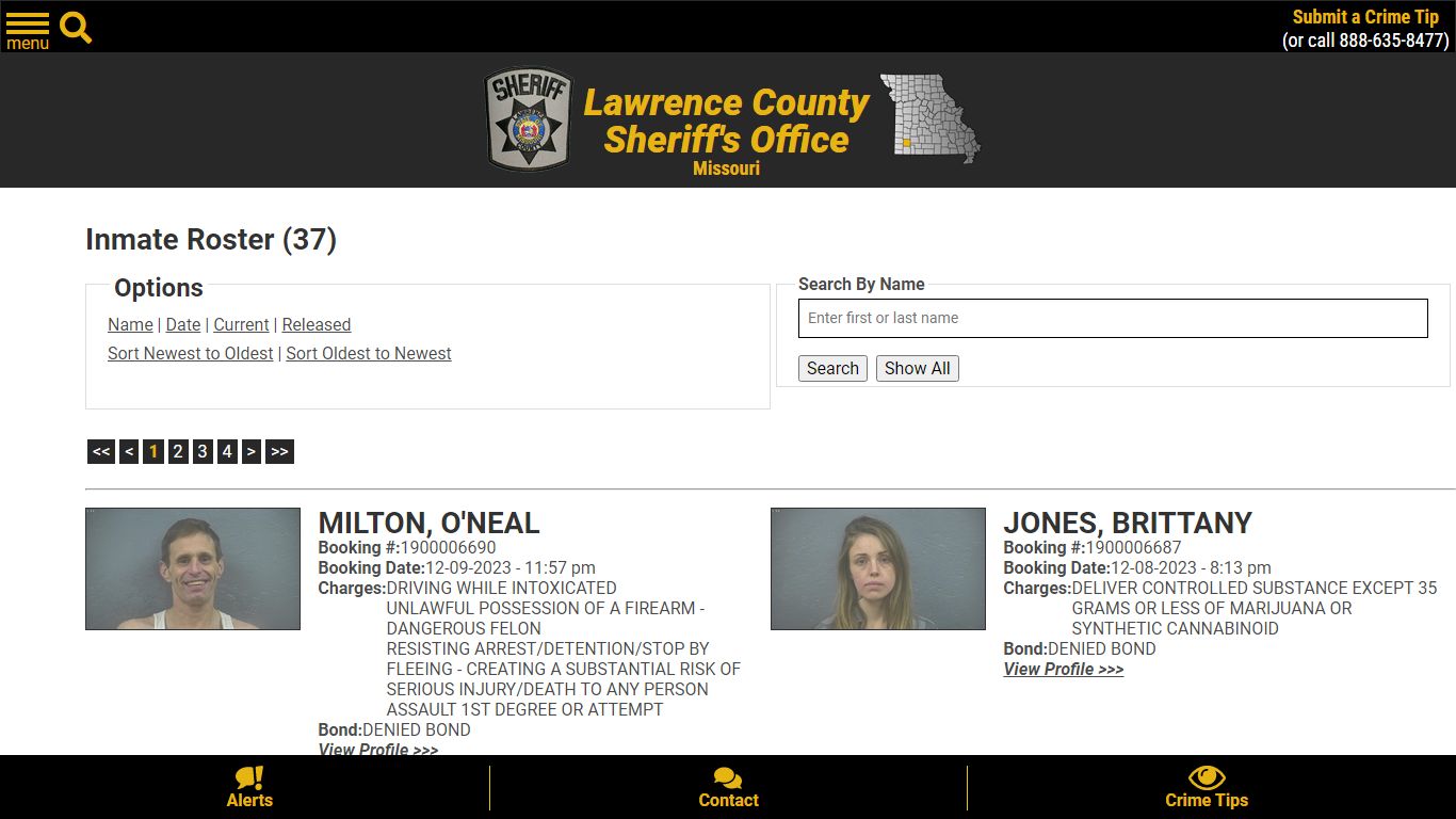 Current Inmates Booking Date Descending - Lawrence County Sheriff MO