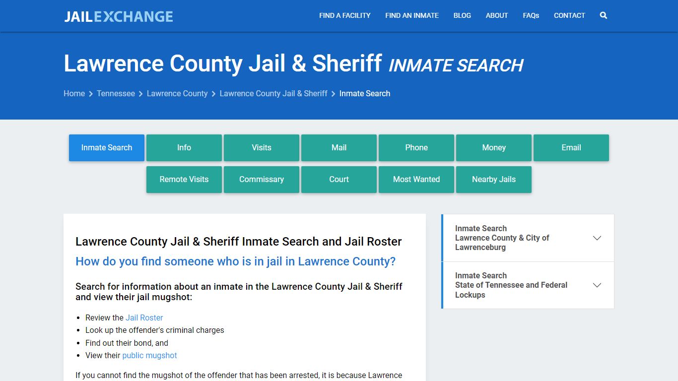 Lawrence County Jail & Sheriff Inmate Search - Jail Exchange